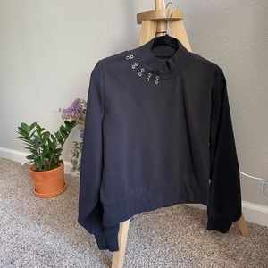 Kooples X Sport black high neck sweatshirt with piercing detail